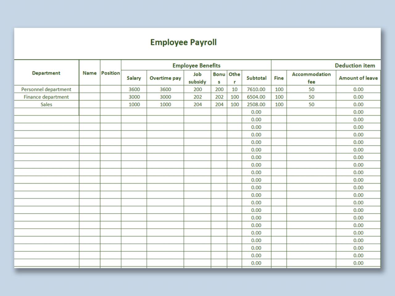 An employee payroll information sheet should include