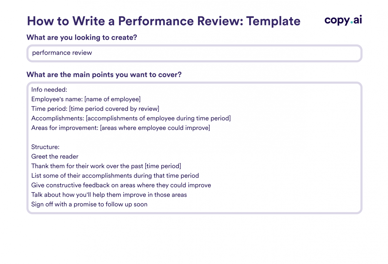 How to write a performance review on an employee