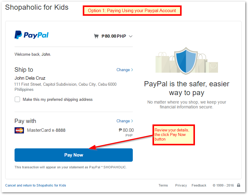 How to pay via paypal to an email address
