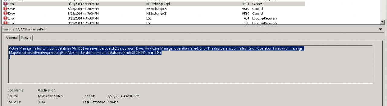 An active manager operation failed exchange 2010