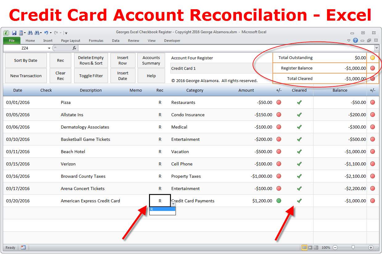 Pay an account with a credit card