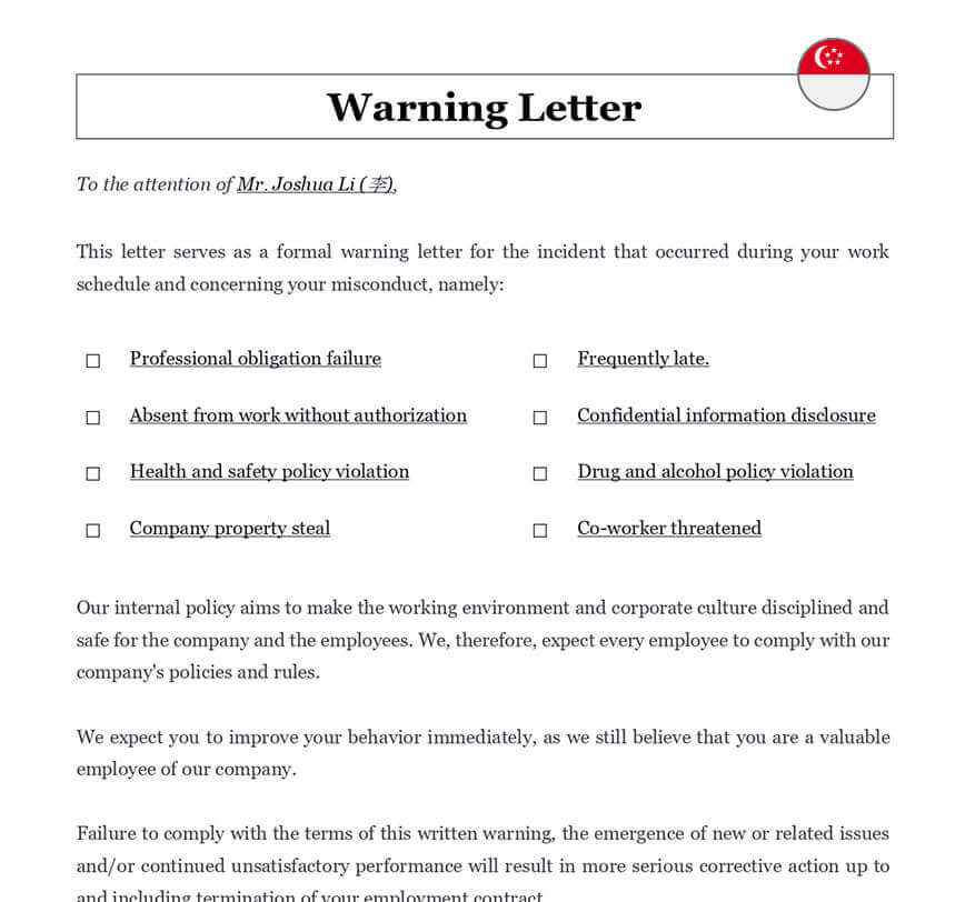 How to send a warning letter to an employee
