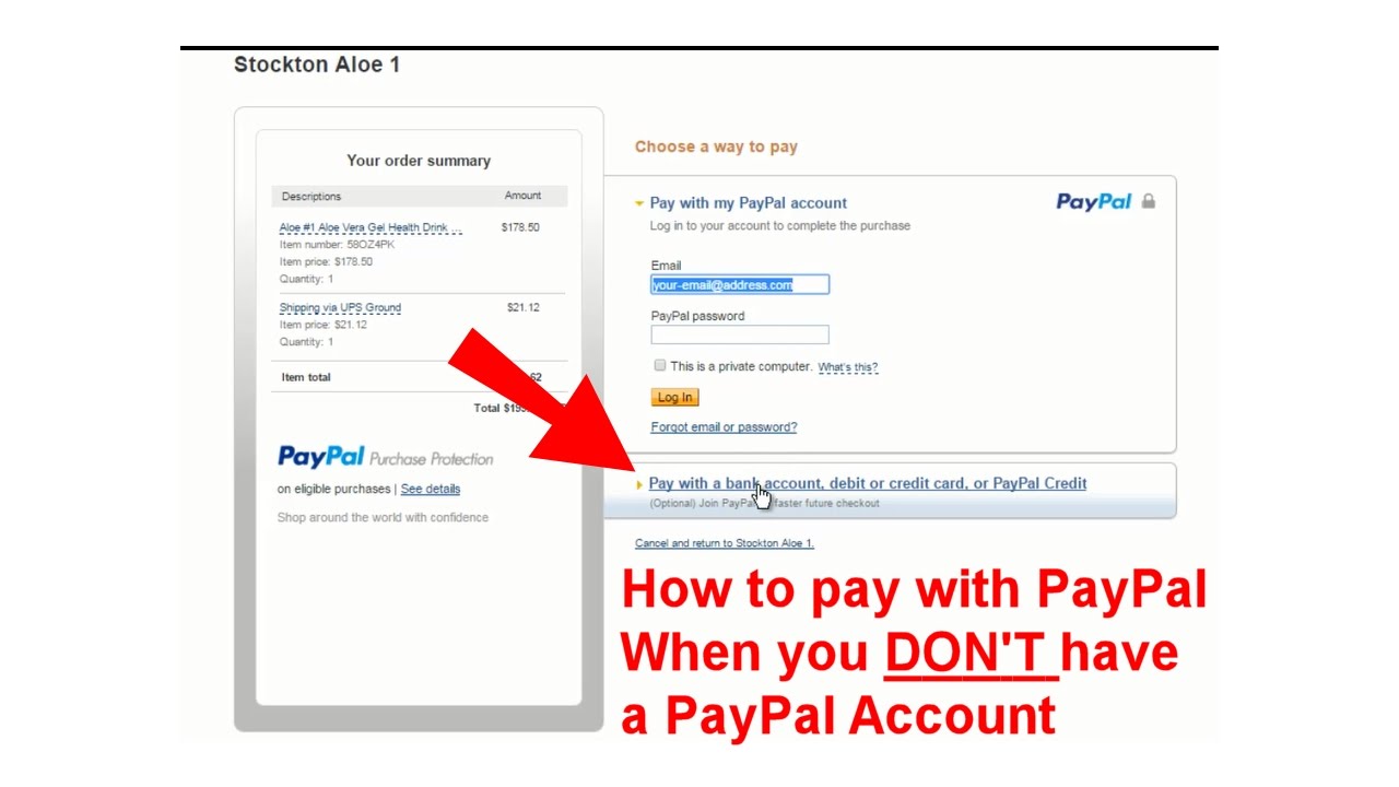 How do i pay using paypal without an account