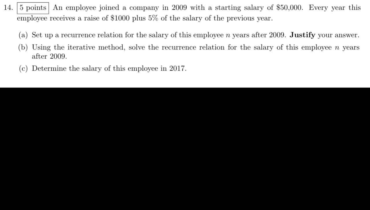 An employee joined a company in 2009